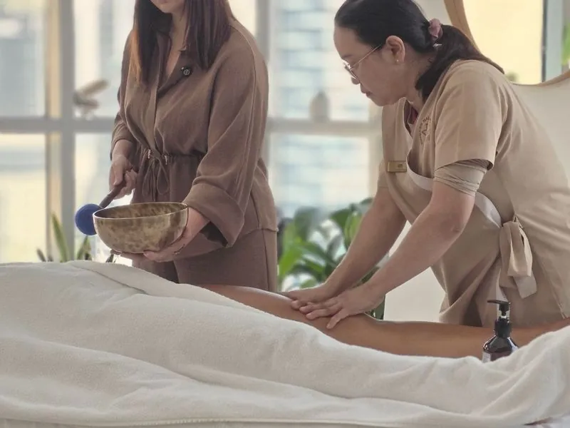 Sound healing with singing bowls and massage at home in Dubai